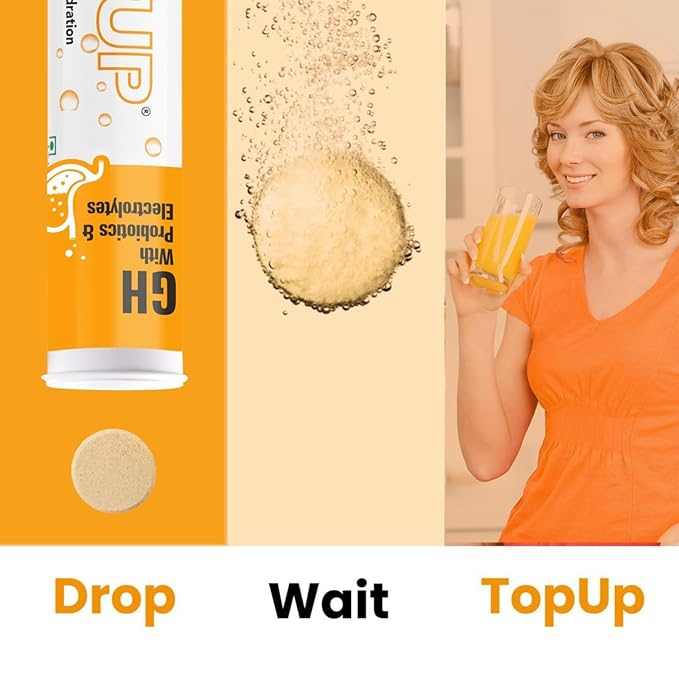 TopUp GH probiotics and electrolyte effervescent tablets for gut health and hydration