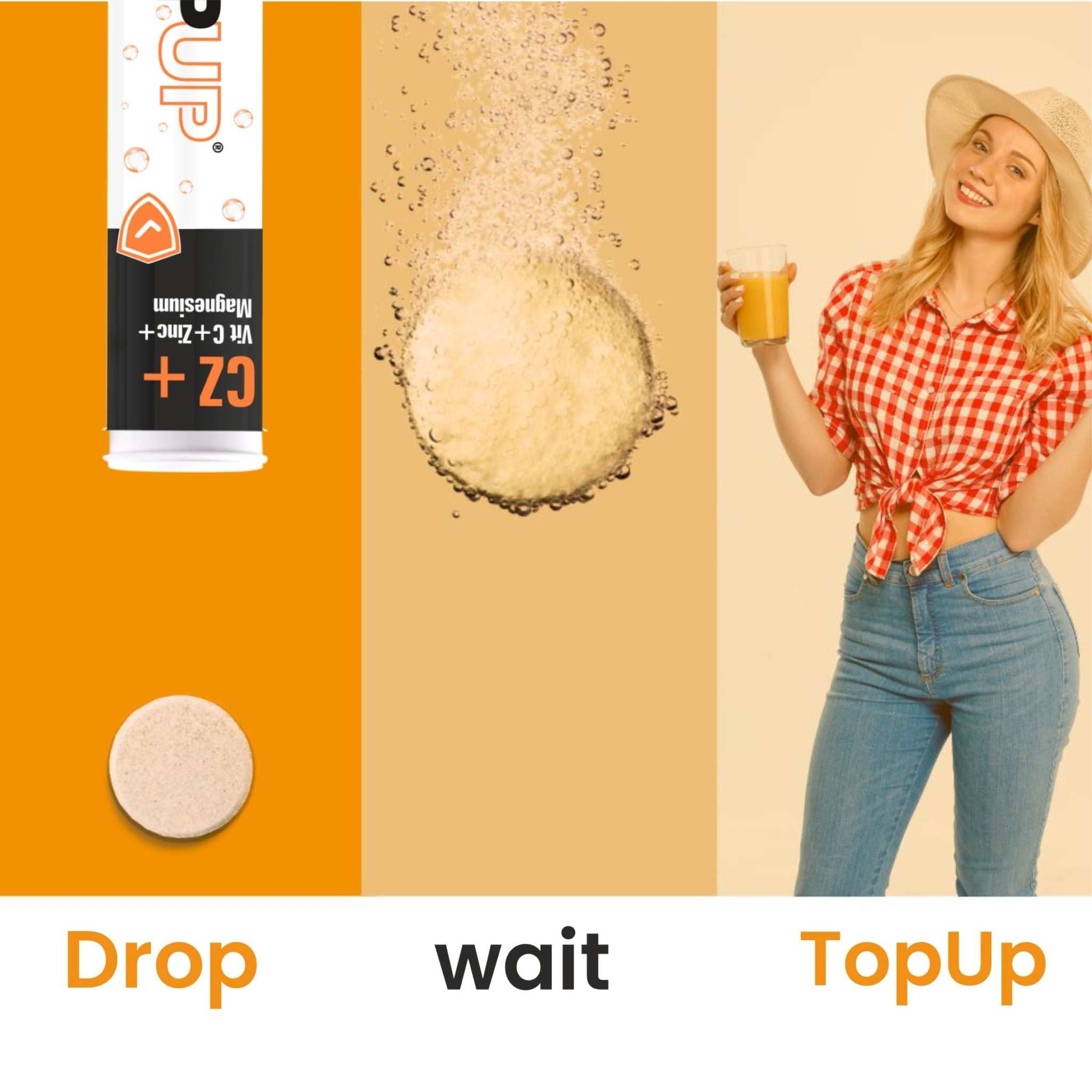 TopUp CZ+ effervescent supplement with vitamin C and zinc to strengthen immunity