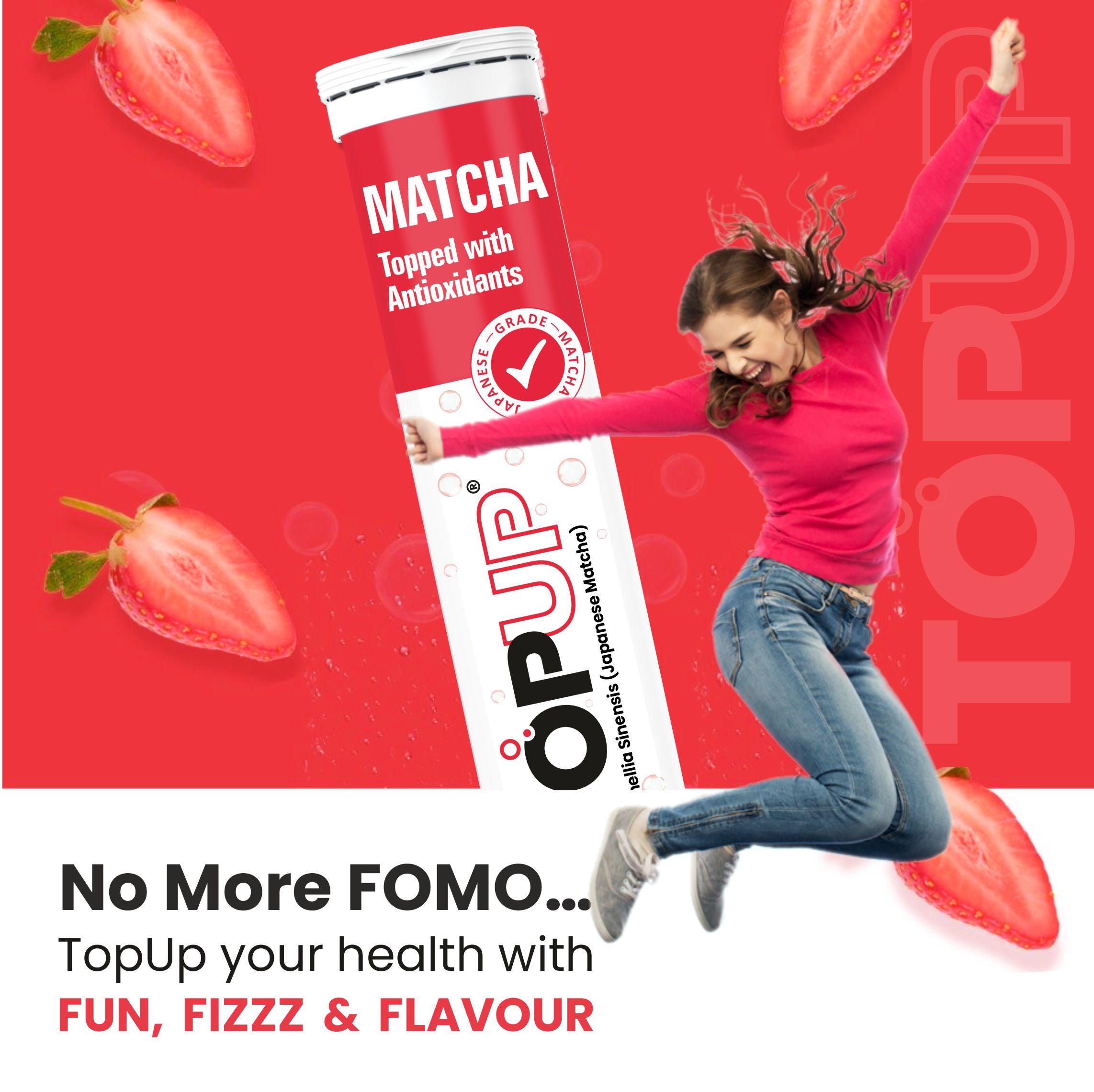 MATCHA - Topped with antioxidants in strawberry watermelon flavor