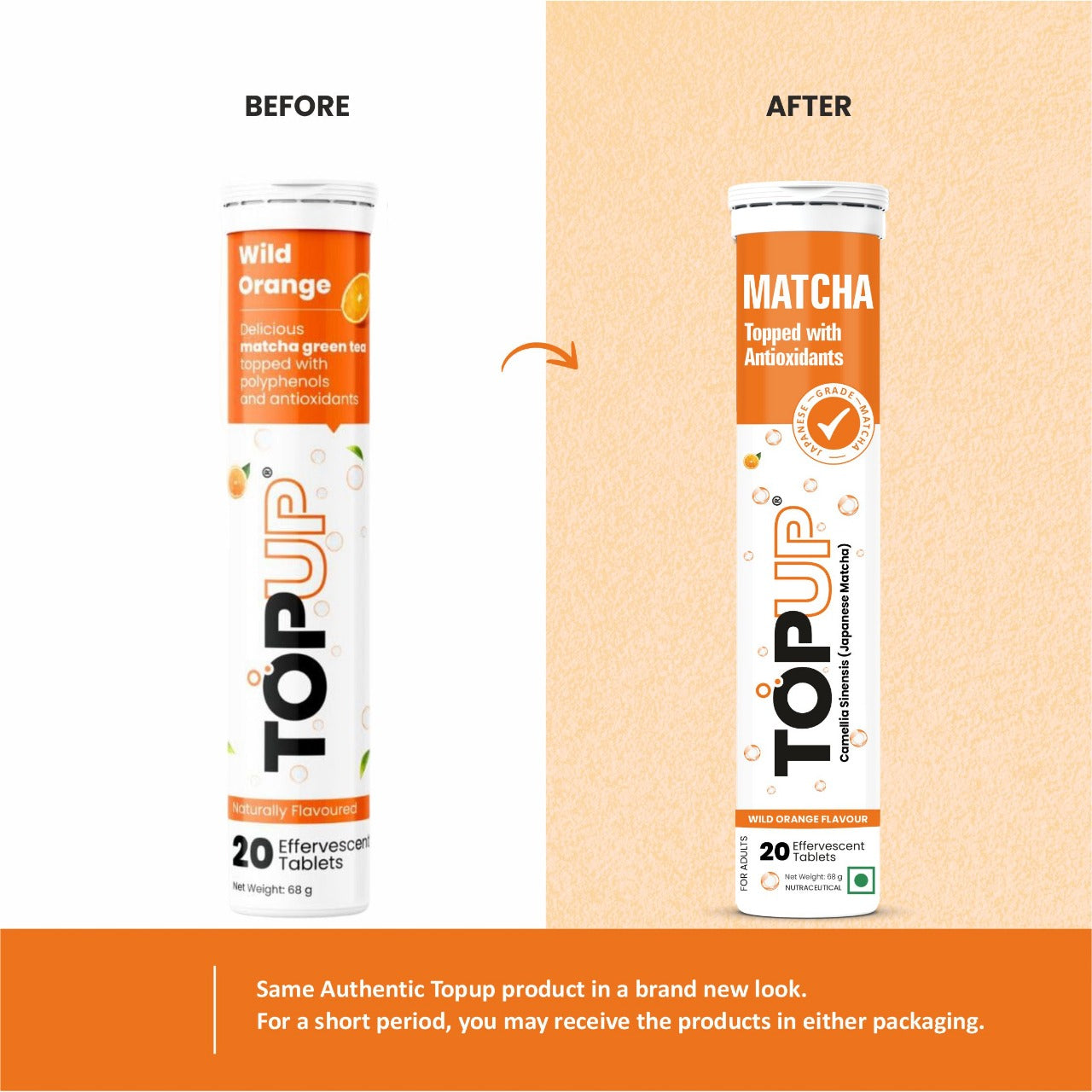 MATCHA - Topped with antioxidants in wild orange flavor