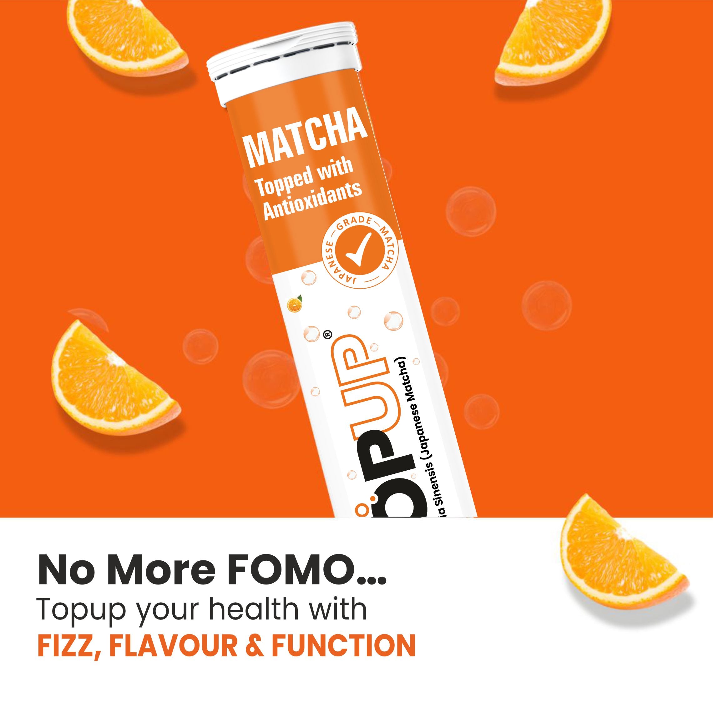 MATCHA - Topped with antioxidants in wild orange flavor