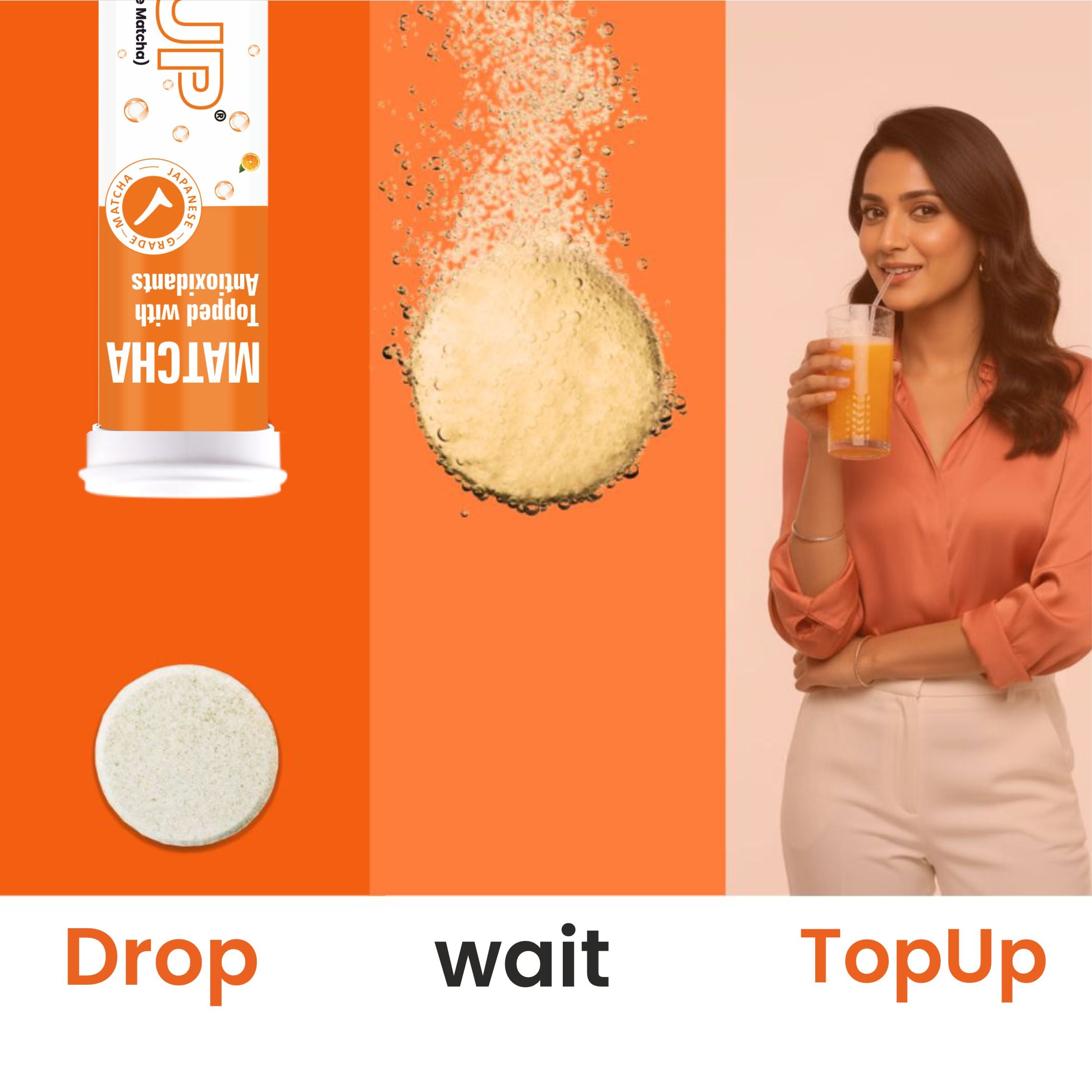 MATCHA - Topped with antioxidants in wild orange flavor